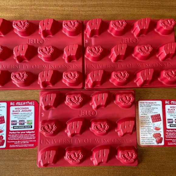 3 NEW Jello Jigglers Wisconsin Football Mold, WI Badgers College Tailgate Party - Picture 4 of 6